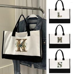 Shopping Bags Portable Women's Handheld Bag Reusable And Environmentally Friendly Jute Graphic Letter Print Pattern