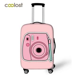 Accessories 1828 Inch Cute Pink Camera Suitcase Cover Women Travel Luggage Suitcase Protector for Girls Trolley Durable Protective Cover