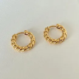 Hoop Earrings SOFTPIG 925 Sterling Silver Round Twist Huggies 18k Gold For Women Classic Fine Jewelry Geometric Accessories