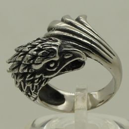 vivid men/boy eagle head tail 316L stainless steel ring size 9/11.8g 240420