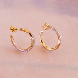 Stud Earrings Round Gold/silver Color Small Crystal Women Pink Cz Fashion Jewelry Wholesale