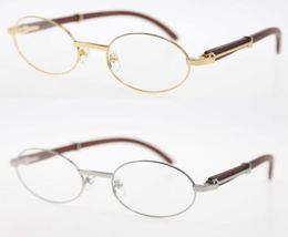 18k Gold limited Wood Oval shape face Sunglasses Eyewear Round Eyeglasses Wooden Glasses Men women Transparent lens male and femal2597468