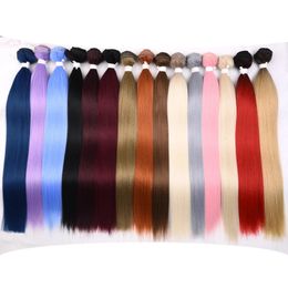 Straight Hair Bundle Super Long Synthetic Weave Fake Yaki Weaving Orange Color Full to End YunRong 240410