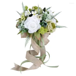 Decorative Flowers Bouquet For Wedding Combo Flower Engagement Day Decoration Silk Bridal Brooch