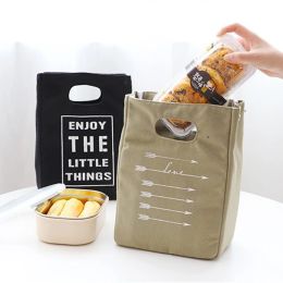 Bags Japanese Canvas Insulation Lunch Bag Large Capacity Portable Picnic Thermal Tote Bento Box Cooler Bag Food Storage Container