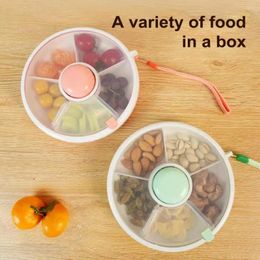 Plates Portable Snack Container Leak-proof Box Rotating Spinner For Kids 5 Compartment Divided