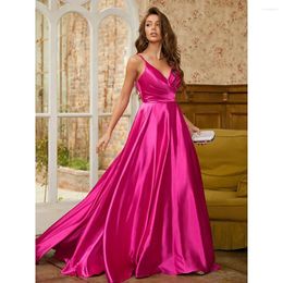 Party Dresses Elegant Spaghetti Straps Evening Night Dress For Women 2024 Pink Aline Satin Ruffle Plus Size Long Formal Prom Wedding Gowns