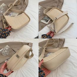 Shoulder Bags Summer Straw Crossbody Women Bohemia Weave Casual Handbag Women's Luxury Fashion Beach Bag Purses Small Square