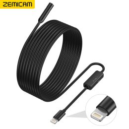 Cameras ZEMICAM Industrial Endoscope Camera for iPhone&iOS system 1080P HD Inspection Sewer Car Borescope Camera IP67 Waterproof