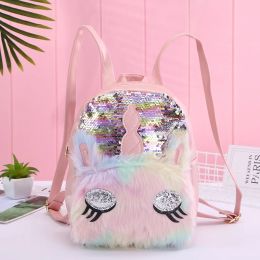 Bags Reversible Sequin Unicorn Soft Plush Kawaii Backpack for Girl School Bag for Winter Teenager Girls Travel Bagpack