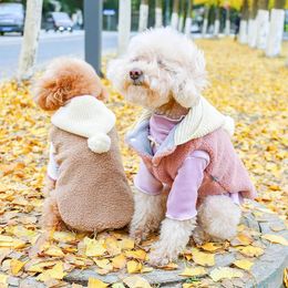 Dog Apparel Knitted Hats With Ball Clothing Vest Cashmere Pets Outfits Warm Coat For Small Dogs Coffee Pink Winter Cat Costumes Puppies