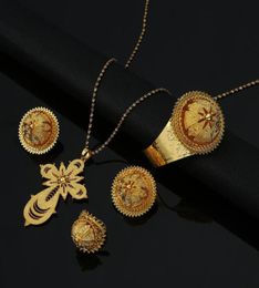 Earrings Necklace Ethiopian Eritrean Habesha Trendy Women Wedding Party Gold Color African Traditional Jewelry Sets4759361