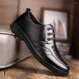 Casual Shoes Men's Leather Breathable Korean Version Business British Round Toe Soft Sole Foreign Trade Work