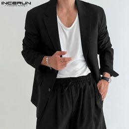 INCERUN Tops Korean Style Handsome Men Pendant Design Blazer Casual Streetwear Male Solid Long Sleeved Suit Coats S5XL 240407