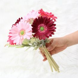 Decorative Flowers 7Pc PU Gerbera Bouquet Real Touch Artificial For Home Decor Fake Garden Wedding Bride Holiday Party Deco