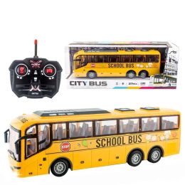 Car 4CH Electric Wireless Remote Control Bus With Light Simulation School Bus Tour Bus Model Toy 211029