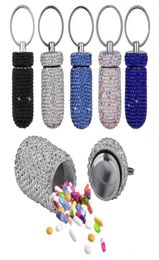 Keychains S 2Pcs Case Box Outdoor Waterproof Rhinestone Keychain Container Key Ring Portable14896095