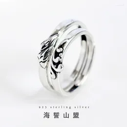 Cluster Rings Trendy 925 Silver Ring Set With Old-Fashioned Mountain And Sea Promise Personality Couples Men Women Finger