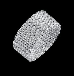 Net Rings 925 Silver Plated Round Braided S925 Flat Band Ring Trendy Fashionable Generous Designed Party Dancing Elegant Gifts POT9526168