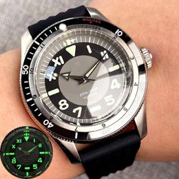 Wristwatches Tandorio Vintage 200M Dive Watches Green Lume Domed Sapphire Black Grey Dial NH35 PT5000 40mm Automatic Mechanical Men Watch