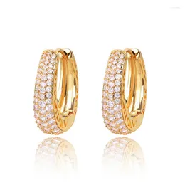 Hoop Earrings Huitan Chic Full With Dazzling CZ Fashion Gold Color For Women Temperament Ear Accessory Jewelry