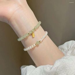 Strand Temperament Fu Brand Beaded Bracelet Light Luxury Chinese Style Hetian Jade Pearl Delicacy Minority