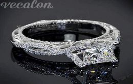 Vecalon 2016 Romantic Antique Female ring 2ct Simulated diamond Cz 925 Sterling Silver Engagement wedding Band ring for women6969434