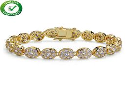 Hip Hop Designer Jewellery Mens Gold Bracelets Luxury Bangles Iced Out Diamond Tennis Bracelet Style for Love Rock Link Chain6663174