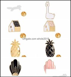 Pins Brooches Pine Alpaca Flowers Houses Shaped Fashion Jewellery Accessories Women Gifts Drop Delivery 2021 Pins Tgyqu1647666