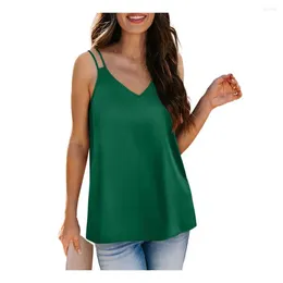 Women's Tanks Women Vest Stylish V-neck Tank Tops For Summer Sleeveless Camisole With Loose Fit Smooth Fabric Casual Pullover