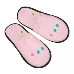 Slippers Men Women Plush Indoor Pink Pentagrams Musical Notes Warm Soft Shoes Home Footwear Autumn Winter 2024