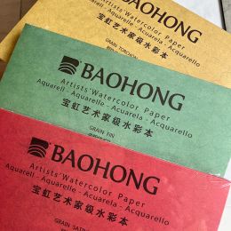 Pens BaoHong Artist Watercolor Paper Pad Cotton 100% Painting Paper Gouache Acrylic, Fountain pen Inkjet Pastel charcoal