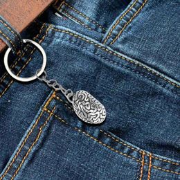 Keychains Brain Keychain Alloy Smart Brainiac IQ Key Ring Fob Chain Human