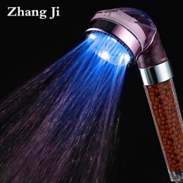 Purifiers Zhang Ji Led Temperature Control High Pressure Rainfall Shower Spa 3 Color Light Water Saving Mineral Filter Showerhead Gift