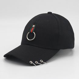 Dad Hat Creative Piercing Ring Baseball Cap Punk Hip Hop Caps Cotton Adult Casual Solid Adjustable Unisex caps Golf cap Fashion Bob Caps