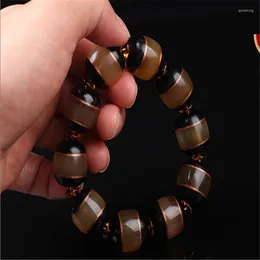 Link Bracelets Xizang Plateau Sheep Horn Inlaid With Black Cow Bucket Shaped Buddhist Beads Bracelet For Men Qixi Valentine Day Gift