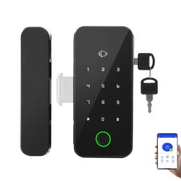 Control APP Phone Control Smart Fingerprint Biometrics Card NFC Password Lock For Home Office Frameless Frame Glass Push Sliding Door