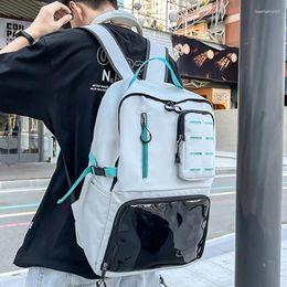 Backpack Trendy Female Unisex Laptop College Cool Big PVC Nylon Teenage Boy Girl School Bag Multi Pocket Women