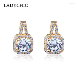 Stud Earrings LADYCHIC Simple Fashion Clear Zircon For Women Gold & Silver Colour Rhinestone Crystal Jewellery Gift Brincos LE1333