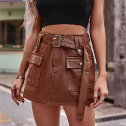 Saias de alta cintura Cargo mini saias de jeans feminino Moda Multi Pockets Strtwear Saias de Culotte Short Y2K Strtwear Saias