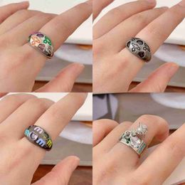 New Instagram Style Design Sense Colour Enamel Asteroid Saturns Open Ring Joint Ring S925 Silver