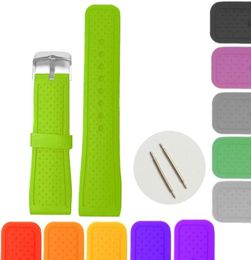 Watch Bands 24mm Neon Green Colour Silicone Jelly Rubber Ladies Men Band Straps Orange Red Blue Pink Purple Grey Brown White3530715