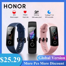 Wristbands Original Honour Band 5 Bracelet Smart Band Global Version Heart Rate Monitor 0.95'' Touch AMOLED Screen 5ATM Waterp