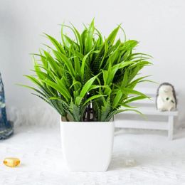 Decorative Flowers Simulation Plant Fake Potted Artificial With White Pot For Home Office Desk Bathroom Room Decor Gift