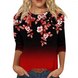 Women's T Shirts Tops Delicate Casual Print Women Blouses Round Neck Summer 3/4 Sleeves Luxury Designer Ropa Aesthetic