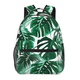 Backpack Leaves Green With White Classic Basic Canvas School Casual Daypack Office For Men Women