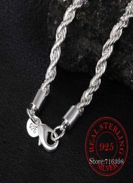 Width Real 100 925 Sterling Silver Men Rope Chain Fashion Unisex Party Wedding Gift Necklace Jewelrydz Chains8551938
