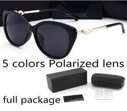 Fashion pearl Designer Sunglasses High Quality Brand Polarised lens Sun glasses Eyewear For Women eyeglasses metal frame 4 Colour 25819940