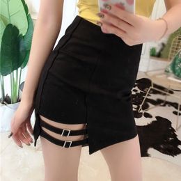 Women Tight Short Skirt Casual Summer Buttocks Irregular High Waist Skinny Streetwear Black 240419