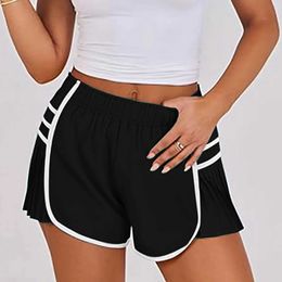 Frauen Shorts Frauen Sommer lässige Sport -Shorts Solid Color Elastic Taille Wide Leg Shorts Weibliche Trainingsanzug -Trainingsboden Hosen weiblich Y240420